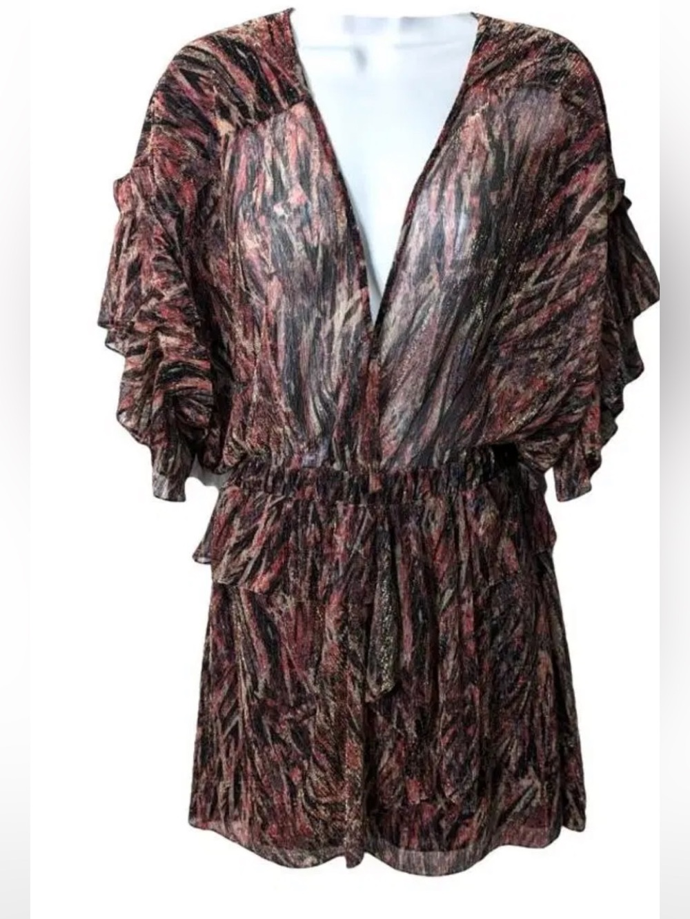 IRO Pink and Black Metallic Patterned Dress